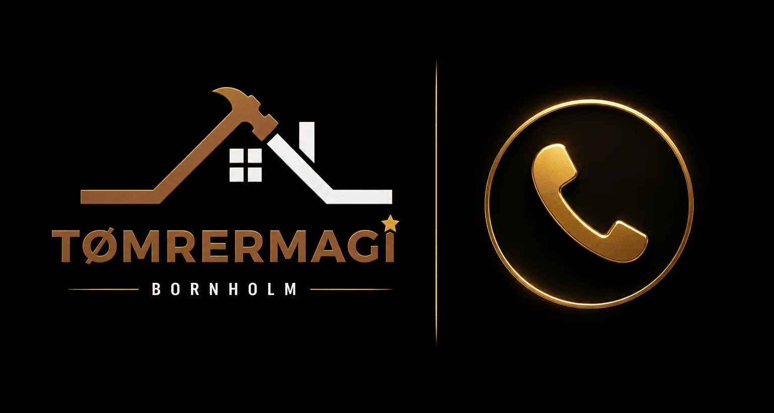 Billede med Tømrermagi logo og telefonnummer